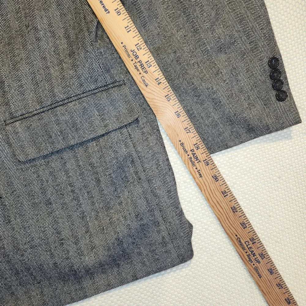 Botany 500 Mens Grey Herringbone‎ Lambswool Blazer Sport Coat 44 Long 44L
